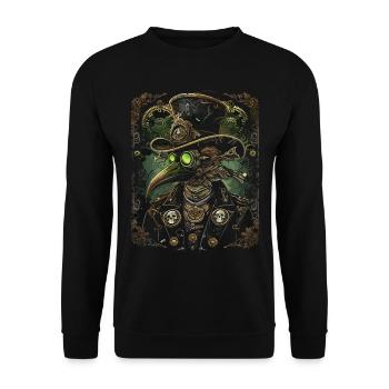 Steampunk Pestilence Plague Doctor - Unisex Sweatshirt - black - Front - Alina (178cm) & Michal (187cm)
