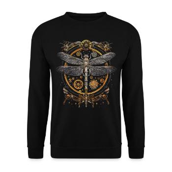 Steampunk dragonfly - Unisex Sweatshirt - black - Front - Alina (178cm) & Michal (187cm)