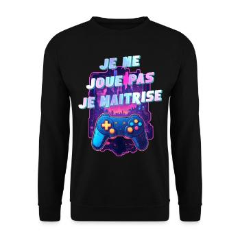 Gamer humour passionné de jeux vidéo geek gaming - Sweat-shirt Unisexe - noir - Devant - Alina (178cm) & Michal (187cm)