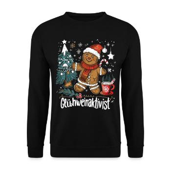 "Mulled Wine Activist" - Christmas Mulled Wine - Unisex Sweatshirt - black - Front - Alina (178cm) & Michal (187cm)