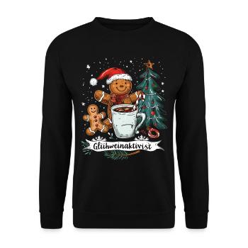 "Mulled Wine Activist" - Christmas Mulled Wine - Unisex Sweatshirt - black - Front - Alina (178cm) & Michal (187cm)