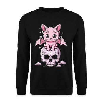 Kawaii Chat Pastel Goth Mignon Effrayant - Sweat-shirt Unisexe - noir - Devant - Alina (178cm) & Michal (187cm)