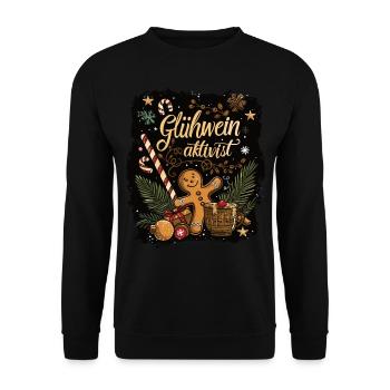 "Mulled Wine Activist" - Christmas Mulled Wine - Unisex Sweatshirt - black - Front - Alina (178cm) & Michal (187cm)