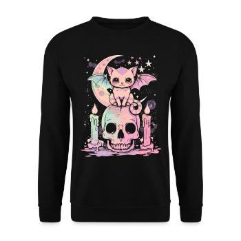 Kawaii Chat Pastel Goth Mignon Effrayant - Sweat-shirt Unisexe - noir - Devant - Alina (178cm) & Michal (187cm)