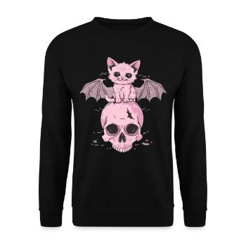Kawaii Chat Pastel Goth Mignon Effrayant - Sweat-shirt Unisexe - noir - Devant - Alina (178cm) & Michal (187cm)
