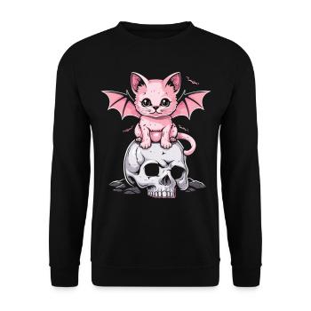 Kawaii Chat Pastel Goth Mignon Effrayant - Sweat-shirt Unisexe - noir - Devant - Alina (178cm) & Michal (187cm)