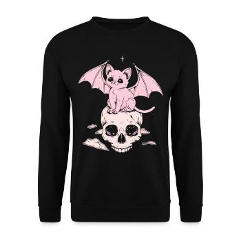 Kawaii Chat Pastel Goth Mignon Effrayant - Sweat-shirt Unisexe - noir - Devant - Alina (178cm) & Michal (187cm)