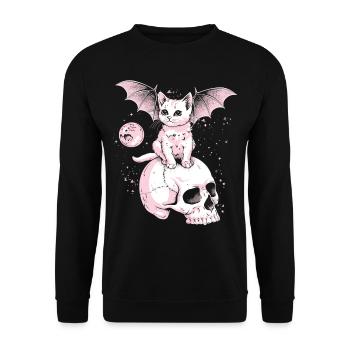 Kawaii Chat Pastel Goth Mignon Effrayant - Sweat-shirt Unisexe - noir - Devant - Alina (178cm) & Michal (187cm)