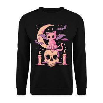 Kawaii Chat Pastel Goth Mignon Effrayant - Sweat-shirt Unisexe - noir - Devant - Alina (178cm) & Michal (187cm)