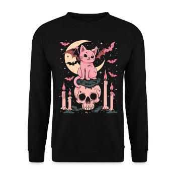 Kawaii Chat Pastel Goth Mignon Effrayant - Sweat-shirt Unisexe - noir - Devant - Alina (178cm) & Michal (187cm)