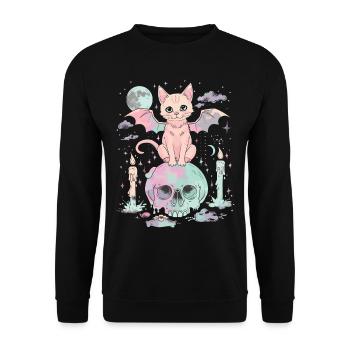 Kawaii Chat Pastel Goth Mignon Effrayant - Sweat-shirt Unisexe - noir - Devant - Alina (178cm) & Michal (187cm)