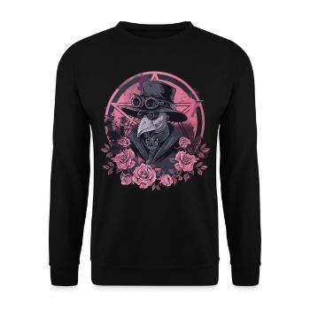 Plague Doctor Kawaii Pastel Gothic - Unisex Pullover - Schwarz - Vorne - Alina (178cm) & Michal (187cm)