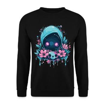 Kawaii Reaper Pastel Goth Cute Anime - Unisex Pullover - Schwarz - Vorne - Alina (178cm) & Michal (187cm)