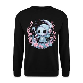 Kawaii Reaper Pastel Goth Cute Anime - Unisex Pullover - Schwarz - Vorne - Alina (178cm) & Michal (187cm)
