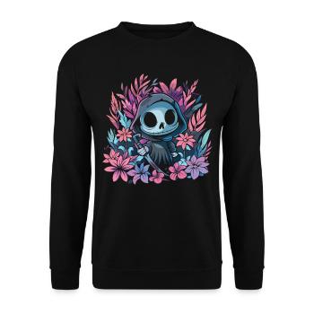 Kawaii Reaper Pastel Goth Cute Anime - Unisex Pullover - Schwarz - Vorne - Alina (178cm) & Michal (187cm)