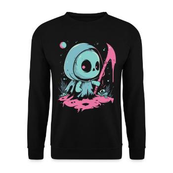 Kawaii Reaper Pastel Goth Cute Anime - Unisex Pullover - Schwarz - Vorne - Alina (178cm) & Michal (187cm)
