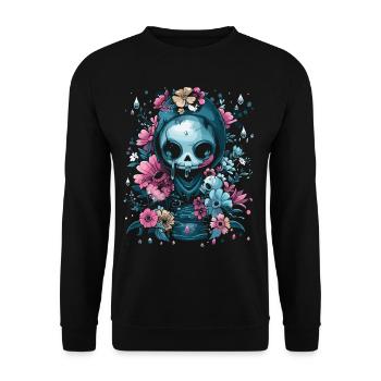 Kawaii Reaper Pastel Goth Cute Anime - Unisex Pullover - Schwarz - Vorne - Alina (178cm) & Michal (187cm)