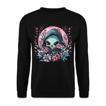 Kawaii Reaper Pastel Goth Cute Anime - Unisex Pullover - Schwarz - Vorne - Alina (178cm) & Michal (187cm)