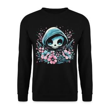 Kawaii Reaper Pastel Goth Cute Anime - Unisex Pullover - Schwarz - Vorne - Alina (178cm) & Michal (187cm)