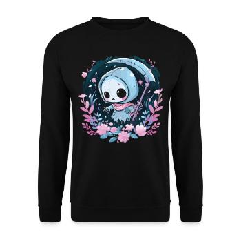 Kawaii Reaper Pastel Goth Cute Anime - Unisex Pullover - Schwarz - Vorne - Alina (178cm) & Michal (187cm)