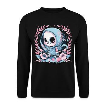 Kawaii Reaper Pastel Goth Cute Anime - Unisex Pullover - Schwarz - Vorne - Alina (178cm) & Michal (187cm)