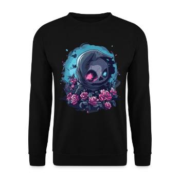 Kawaii Reaper Pastel Goth Cute Anime - Unisex Pullover - Schwarz - Vorne - Alina (178cm) & Michal (187cm)