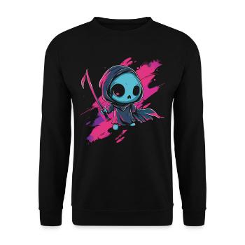 Kawaii Reaper Pastel Goth Cute Anime - Unisex Pullover - Schwarz - Vorne - Alina (178cm) & Michal (187cm)