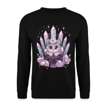 Kawaii Cat Pastel Goth Cute Anime - Unisex Sweatshirt - black - Front - Alina (178cm) & Michal (187cm)