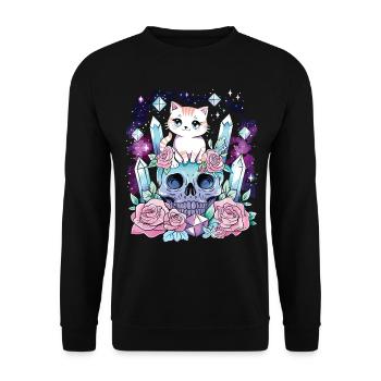 Kawaii Cat Pastel Goth Cute Anime - Unisex Sweatshirt - black - Front - Alina (178cm) & Michal (187cm)
