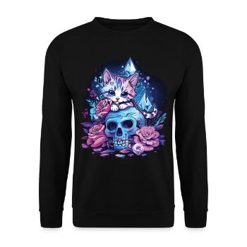 Kawaii Cat Pastel Goth Cute Anime - Unisex Sweatshirt - black - Front - Alina (178cm) & Michal (187cm)