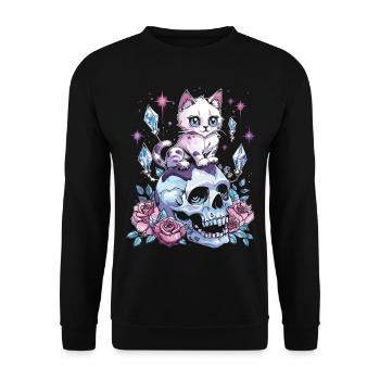 Kawaii Cat Pastel Goth Cute Anime - Unisex Sweatshirt - black - Front - Alina (178cm) & Michal (187cm)