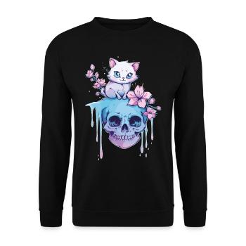 Kawaii Cat Pastel Goth Cute Anime - Unisex Sweatshirt - black - Front - Alina (178cm) & Michal (187cm)