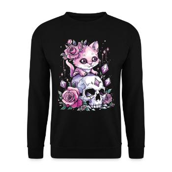 Kawaii Cat Pastel Goth Cute Anime - Unisex Sweatshirt - black - Front - Alina (178cm) & Michal (187cm)