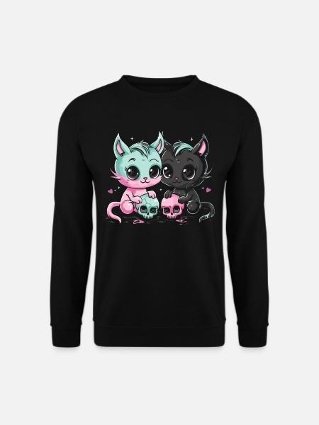 Kawaii Cat Pastel Goth Devilish - Unisex Sweatshirt - black