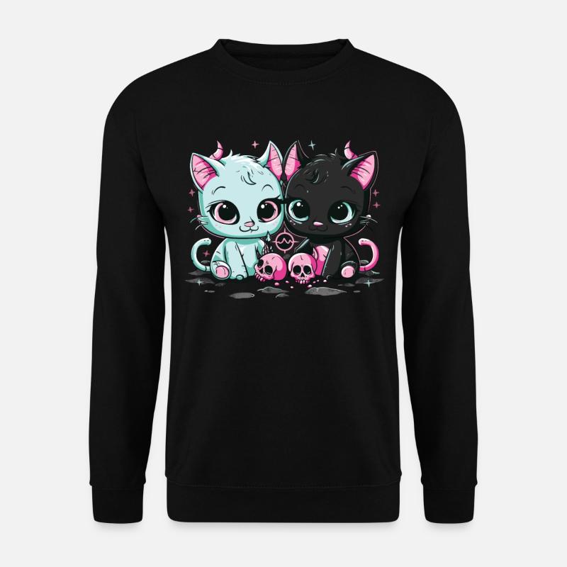 Kawaii Cat Pastel Goth Devilish - Unisex Sweatshirt - black