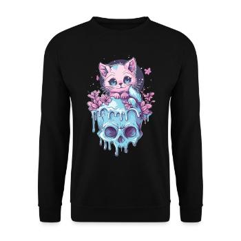 Kawaii Cat Pastel Goth Cute Anime - Unisex Sweatshirt - black - Front - Alina (178cm) & Michal (187cm)
