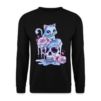 Kawaii Cat Pastel Goth Cute Anime - Unisex Sweatshirt - black - Front - Alina (178cm) & Michal (187cm)