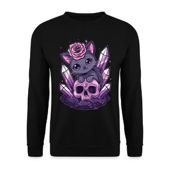 Kawaii Cat Pastel Goth Cute Anime - Unisex Sweatshirt - black - Front - Alina (178cm) & Michal (187cm)