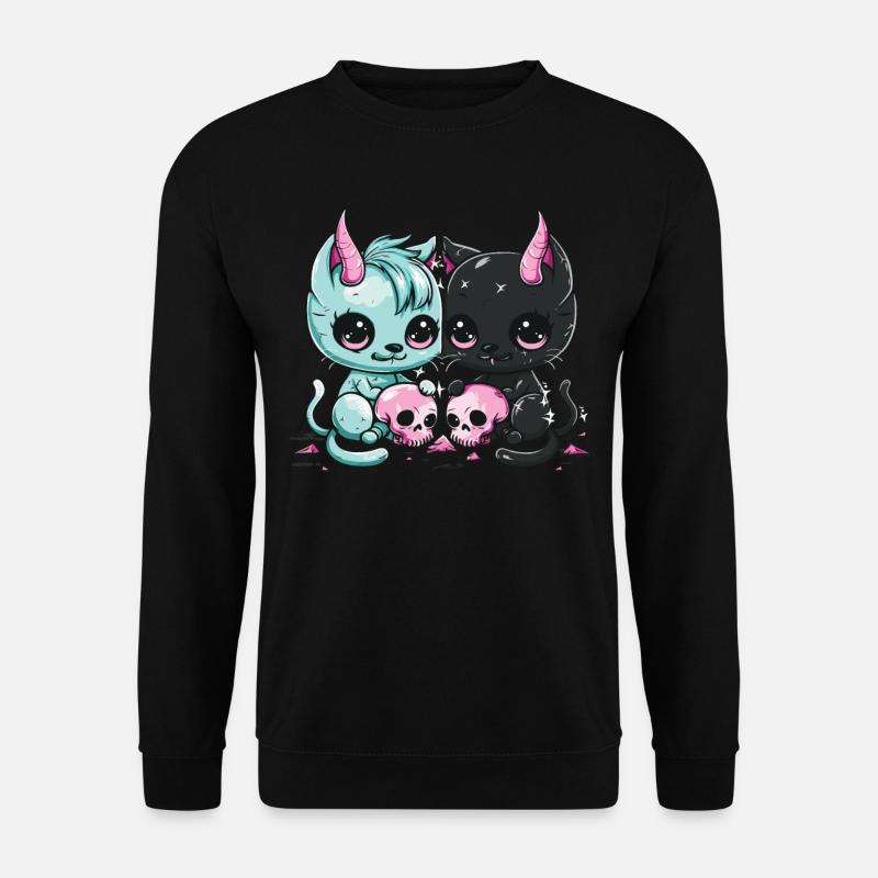 Kawaii Cat Pastel Goth Devilish - Unisex Sweatshirt - black