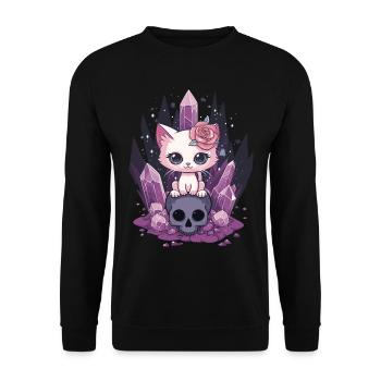 Kawaii Cat Pastel Goth Cute Anime - Unisex Sweatshirt - black - Front - Alina (178cm) & Michal (187cm)