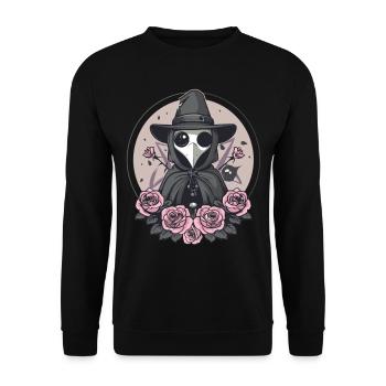 Plague Doctor Kawaii Pastel Gothic - Unisex Pullover - Schwarz - Vorne - Alina (178cm) & Michal (187cm)