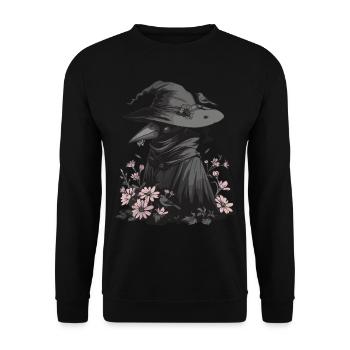 Plague Doctor Kawaii Pastel Gothic - Unisex Pullover - Schwarz - Vorne - Alina (178cm) & Michal (187cm)