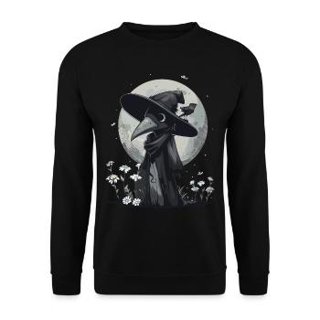 Plague Doctor Kawaii Pastel Gothic - Unisex Pullover - Schwarz - Vorne - Alina (178cm) & Michal (187cm)