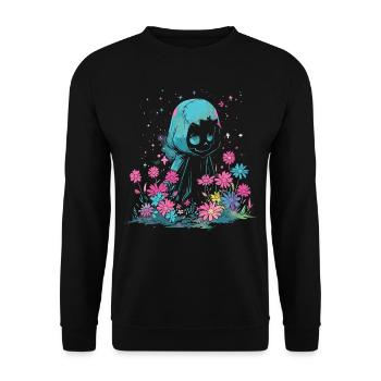 Kawaii Reaper Pastel Goth Cute Anime - Unisex Pullover - Schwarz - Vorne - Alina (178cm) & Michal (187cm)