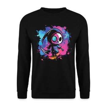 Kawaii Reaper Pastel Goth Cute Anime - Unisex Pullover - Schwarz - Vorne - Alina (178cm) & Michal (187cm)