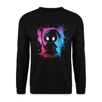 Kawaii Reaper Pastel Goth Cute Anime - Unisex Pullover - Schwarz - Vorne - Alina (178cm) & Michal (187cm)