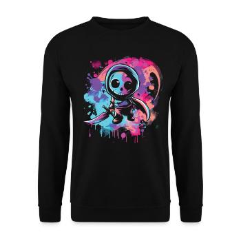 Kawaii Reaper Pastel Goth Cute Anime - Unisex Pullover - Schwarz - Vorne - Alina (178cm) & Michal (187cm)