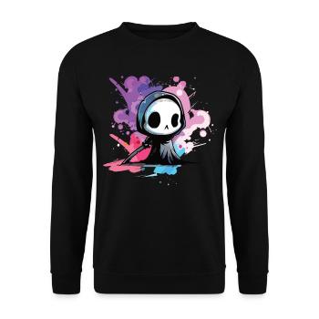 Kawaii Reaper Pastel Goth Cute Anime - Unisex Pullover - Schwarz - Vorne - Alina (178cm) & Michal (187cm)