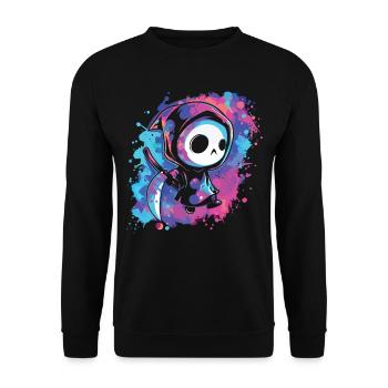 Kawaii Reaper Pastel Goth Cute Anime - Unisex Pullover - Schwarz - Vorne - Alina (178cm) & Michal (187cm)