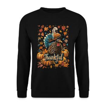 Grateful Gobble Wobble Thanksgiving - Unisex Sweatshirt - black - Front - Alina (178cm) & Michal (187cm)